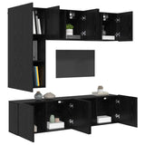 TV Wall Unit Wall-mounted 5 pcs Black Oak Engineered Wood 3402772