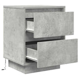 Bedside Cabinets with LED Lights 2 pcs Concrete Grey 38x34x50 cm 861290