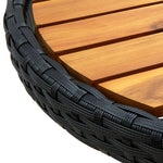 Tea Table Black 60 cm Poly Rattan and Solid Acacia Wood 316509