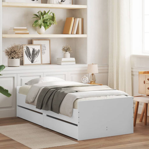 Bed Frame with Drawers without Mattress White 90x190 cm Single 3207350