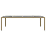 ZNTS Garden Table with Glass Top Beige Poly Rattan 310594