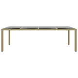 ZNTS Garden Table with Glass Top Beige Poly Rattan 310594