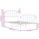 Metal Bed Frame without Mattress with Footboard White 90x190cm 373946