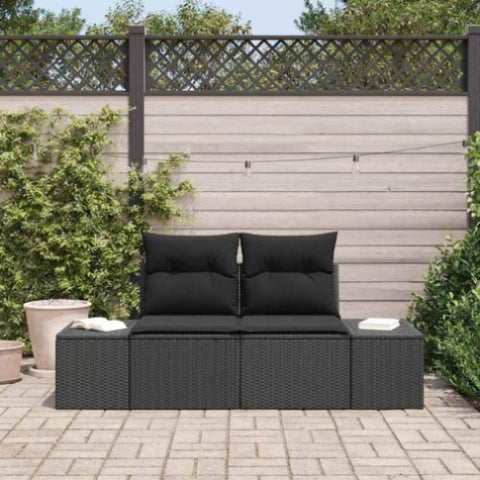 Garden Sofa with Cushion Black 123 x 62 x 69cm Poly Rattan 42006811