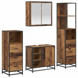 Bathroom Furniture Set with Door 4 pcs Old Wood Engineered Wood 3402411