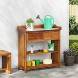 Garden Cabinet Natural 93 x 41.5 x 98cm Solid Acacia Wood 42001367