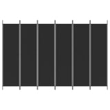 6-Panel Room Divider Black 300x200 cm Fabric 350193
