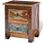 ZNTS Nightstand with 2 Drawers Solid Reclaimed Wood 241643