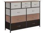 Bedroom Chest of Drawers, 10 Drawer Dresser with Foldable Fabric Drawers and Steel Frame, T3398P330466
