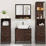 ZNTS 4 Piece Bathroom Furniture Set Brown Oak Engineered Wood 3301289