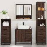 ZNTS 4 Piece Bathroom Furniture Set Brown Oak Engineered Wood 3301289