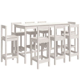 9 Piece Bar Set White Solid Wood Pine 3124723