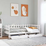 Daybed with Drawers without Mattress White 80x200 cm Solid Wood 3302133