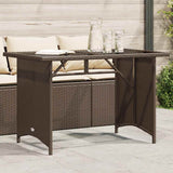 Garden Table with Glass Top Brown 110x68x70 cm Poly Rattan 366351