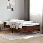 ZNTS Bed Frame Brown Oak 75x190 cm Small Single Engineered Wood and Metal 844995