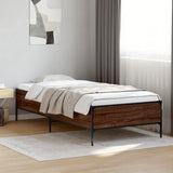 ZNTS Bed Frame Brown Oak 75x190 cm Small Single Engineered Wood and Metal 844995