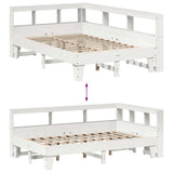 Bookcase Bed without Mattress White 140x190cm Solid Wood Pine 3324551