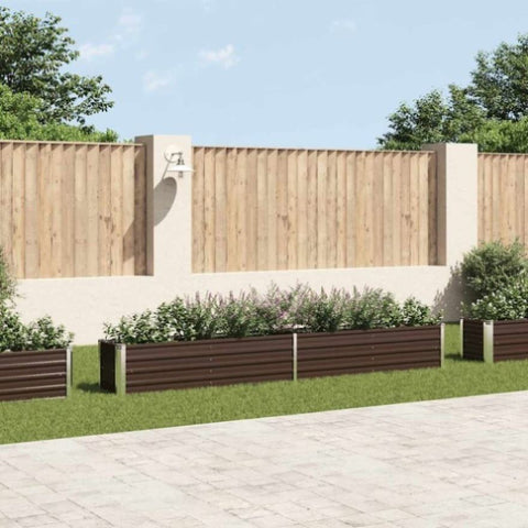 Garden Raised Bed Galvanised Steel 320x40x45 cm Brown 47054