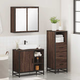 3 Piece Bathroom Furniture Set Brown Oak Engineered Wood 3301029