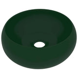 Luxury Wash Basin Round Matt Dark Green 40x15 cm Ceramic 147003