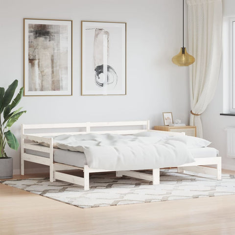 ZNTS Daybed with Trundle White 90x190 cm Solid Wood Pine 836154