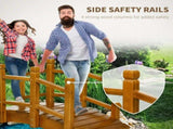 Wooden Garden Bridge with Safety Railings, Arc Footbridge for Pond Backyard Stream, Brown T3398P555942