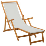 Folding Sun Lounger 3 Position Solid Eucalyptus Wood Cream 42024918