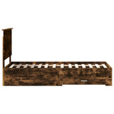 Bed Frame Smoked Oak and Silver 70 x 190 cm Engineered Wood 3411372