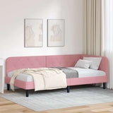 Corner Bed Frame with Headboard Pink 90 x 200 cm Velvet 42016609