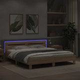 Bed Frame with LED without Mattress Sonoma Oak 180x200 cm Super King 3207527