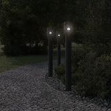 ZNTS Outdoor Floor Lamps with Outlet 3pcs Black 110cm Stainless Steel 4006380