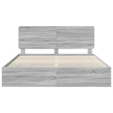 Bed Frame with Drawer Grey Sonoma 180 x 200 cm Engineer Wood 3412572