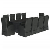 11 Piece Garden Dining Set with Cushions Black Poly Rattan 3277655