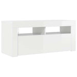 TV Cabinet with LED Lights High Gloss White 90x35x40 cm 804325