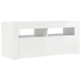 TV Cabinet with LED Lights High Gloss White 90x35x40 cm 804325