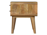Solid Wood Curved Oak-ish Bedside, 2 Drawers, Beige B2743P402926