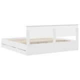 Bed Frame with Drawer White 200 x 200 cm Engineer Wood 3410672