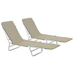 ZNTS Folding Sun Loungers 2 pcs Steel and Fabric Taupe 44303