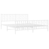 ZNTS Metal Bed Frame with Headboard and Footboard White 183x213 cm 374509