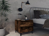 Bed Cabinets with Metal Legs 2 pcs Smoked Oak 40x35x50 cm 813129