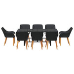 Garden Dining Set with Cushion 9 pcs Black Poly Rattan 3261622