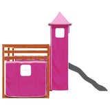 Bunk Bed without Mattress with Slide and Curtains Pink 90x200 cm 3284196