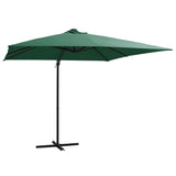 ZNTS Cantilever Garden Parasol with LED lights and Steel Pole 250x250 cm Green 46993