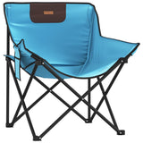 ZNTS Camping Chairs with Pocket Foldable 2 pcs Bright Blue 366553