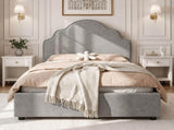 Scalloped Upholstered Kids Bed Frame 3FT Single - Princess Style Bed with Curved N606P480970G