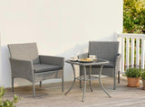 3 Piece Rattan Bistro Set, PE Wicker Garden Furniture Conversation Set with 2 Tier Glass-Top Table, T3398P555146