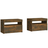 ZNTS Bedside Cabinets 2 pcs with LED Lights Smoked Oak 60x35x40 cm 3152827