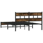 ZNTS Metal Bed Frame without Mattress Smoked Oak 140x190 cm 4017218