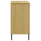Sideboard with Metal Legs Brown 113x40x77 cm Solid Wood OSLO 351018