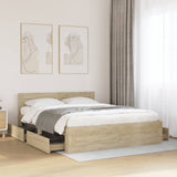 Bed Frame with Headboard without Mattress Sonoma Oak 150x200 cm King Size 3295557